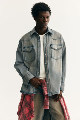 H&M - Men Blue Oversized Fit Denim Shirt