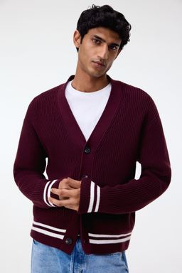 H&M - Men Red Loose Fit Boxy-Style Cardigan
