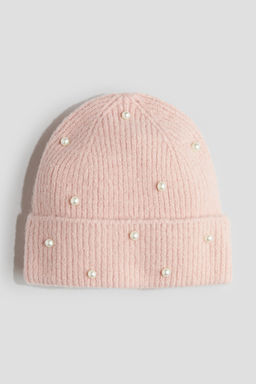 H&M - Girls Pink Detailed Rib-Knit Beanie