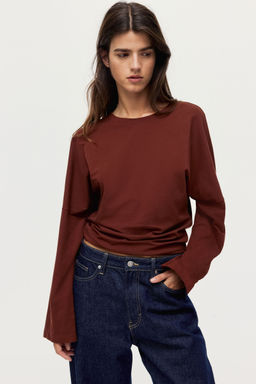 H&M - Women Brown Long-Sleeved Cotton Top
