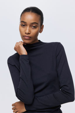 H&M - Women Blue Turtleneck Top