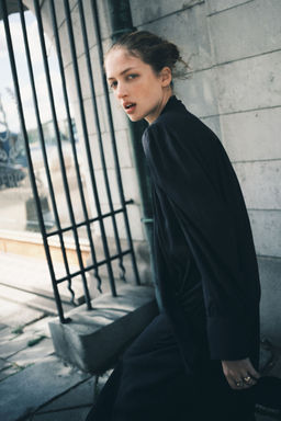 H&M - Women Blue Bow-Collar Shirt Dress