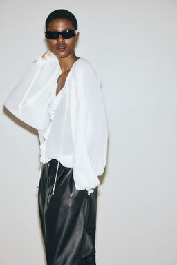 H&M - Women White Chiffon Blouse