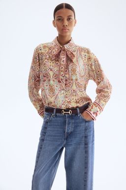 H&M - Women Multi-Color Tie-Neck Shirt