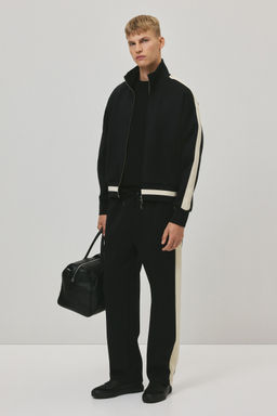H&M - Men Black Loose Fit Track Jacket With Side Stripes
