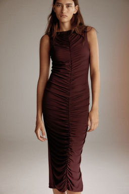 H&M - Women Red Ruched Bodycon Dress