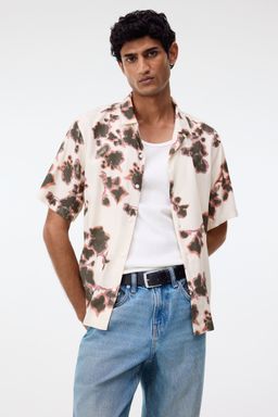 H&M - Men Beige Regular Fit Patterned Resort Shirt