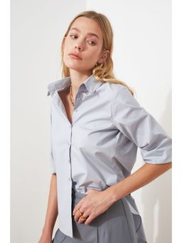Trendyol - Womens Light Blue Solid/plain Shirt
