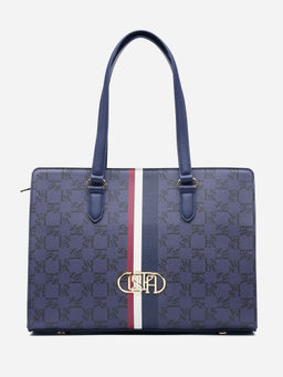 U.S. POLO ASSN. - Zora Navy tote Handbag with Monogram Print