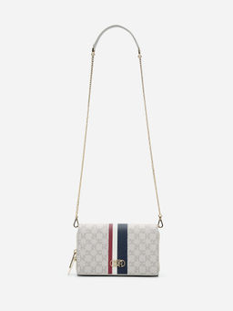 U.S. POLO ASSN. - Katniss Off White Monogram crossbody Handbag with Twist Closure