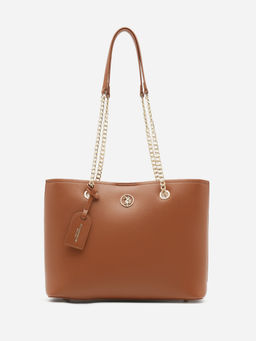 U.S. POLO ASSN. - Gabby Tan Solid tote Handbag with Multi Pockets