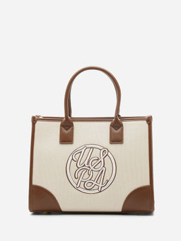 U.S. POLO ASSN. - Cocco Off White tote Handbag with Solid Finish