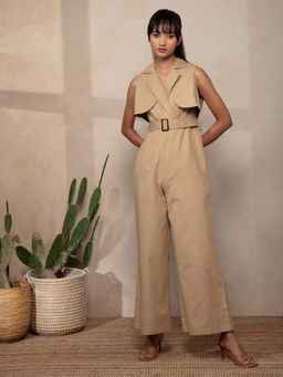 Twenty Dresses by Nykaa Fashion - Beige Accompanied By Style Jumpsuit With Belt