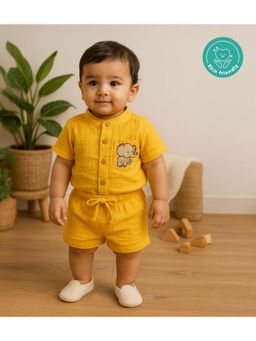 Kids of Greendeer - CHARCHIT Boys Yellow Solid Shirt with Shorts
