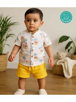 Kids of Greendeer - CHARCHIT Boys White Printed Shirt with Shorts