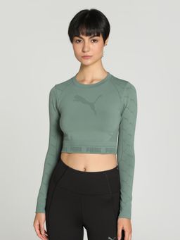 Puma - Evo Knit Long Sleeve Women Green T-Shirt
