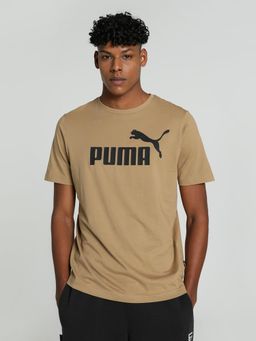 Puma - Ess Logo Men Beige T-Shirt