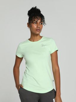 Puma - Typographic Graphic Women Green T-Shirt