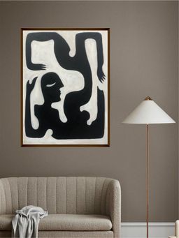 The Art House - Abstract Painting Black and Off White (40X30 Inches)