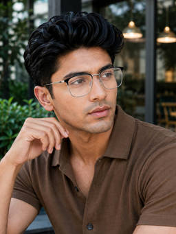 ROYAL SON - Square Silver Black Specs for Men Women Sf0087-C3