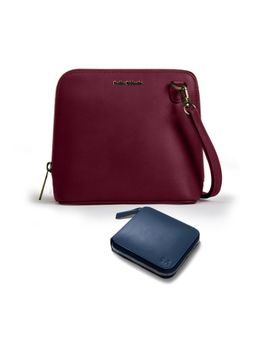 DailyObjects - Womens Sling Bag and Zip Wallet Combo Blue (Set of 2)