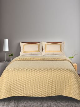 Saral Home - Woven Yellow Cotton Bedsheet Double 90x100 Inches + 2 Pillow Covers