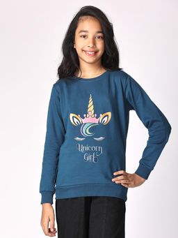 TotzTouch - Blue Girls Winterwear Full Sleeve Stylish Sweatshirt