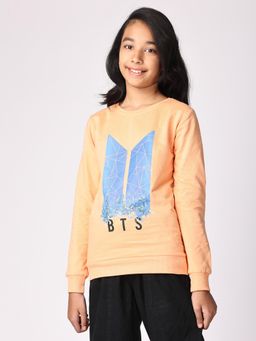 TotzTouch - Peach Girls Winterwear Full Sleeve Stylish Sweatshirt