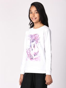 TotzTouch - White Girls Winterwear Full Sleeve Stylish Sweatshirt