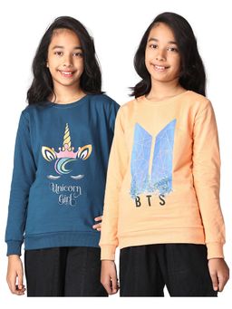 TotzTouch - Multi-Color Girls Winterwear Full Sleeve Stylish Sweatshirt (Pack of 2)
