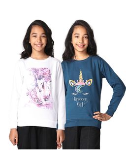 TotzTouch - Multi-Color Girls Winterwear Full Sleeve Stylish Sweatshirt (Pack of 2)