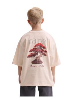 RARE ONES - Beige Graphic Print Oversized T-Shirt