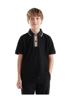 RARE ONES - Black Regular Fit Polo T-Shirt With Placket Detail