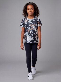 UMILDO - Navy Blue Girls Activewear Workout Tees & Leggings Yoga Pants
