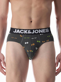 Jack & Jones - Men Printed Dark Grey Brief