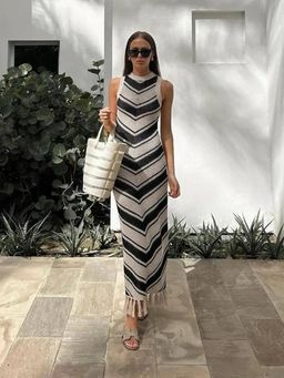 Loveable Creations By Muskan - Greca Soft Knit Holiday Bodycon Maxi Dress