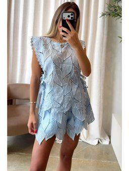 Loveable Creations By Muskan - Blue Leaf Co-ord Set
