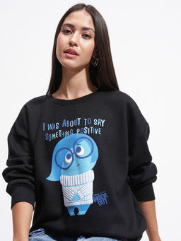 TOKYO TALKIES - Disney Inside Out Black Inside Out Printed Oversized Sweatshirt