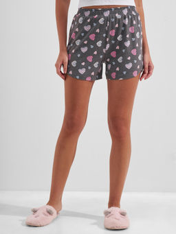TOKYO TALKIES - Disney Women Grey Low Rise Elasticated Waist Curved Hem Short