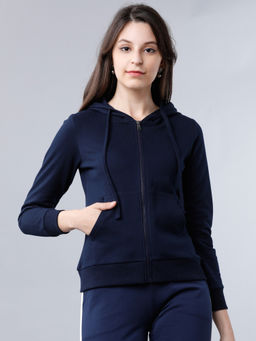 TOKYO TALKIES - Blue Solid Hooded Sweatshirt