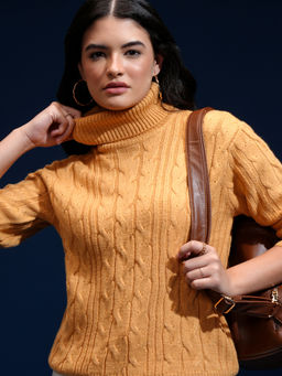 TOKYO TALKIES - Women Yellow Turtle Neck Sweater