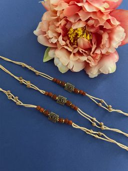 Digital Dress Room - Beautiful Designer Chandan Rakhi Om Designs Rudraksha Beads Thread Rakhi