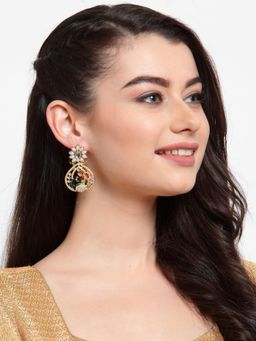 Anika's Creations - Anika's Creation Stylish Floral Kundan Designer Gold Plated Blue Chandbali