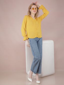 CRIMSOUNE CLUB - Women Yellow Jacquard Shirt
