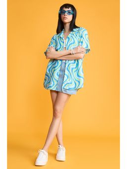 FREAKINS - Blue Spiral Women Resort Shirt