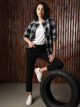 High Star - Women Regular Check Regular Fit Cotton Collar Long Sleeve Shirts