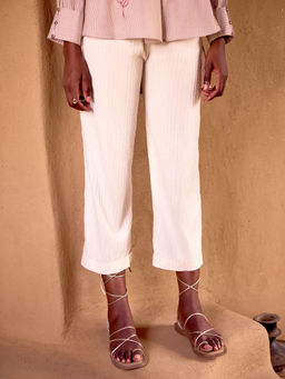 Basanti Kapde aur Koffee - Ivory Stripes Cotton Pant