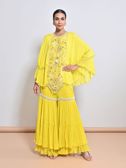 KEITH GOMES - Yellow Embroidered Tunic with Sharara