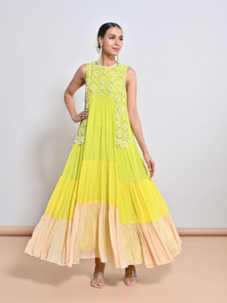 KEITH GOMES - Green Embroidered Maxi Dress