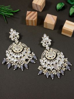 I Jewels - Gold Plated Traditional Handcrafted Kundan Earrings Adorned with Pearls